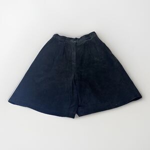 Vintage Winlit Womens High Waist Pleated Suede Shorts Black Size S Dark Academia